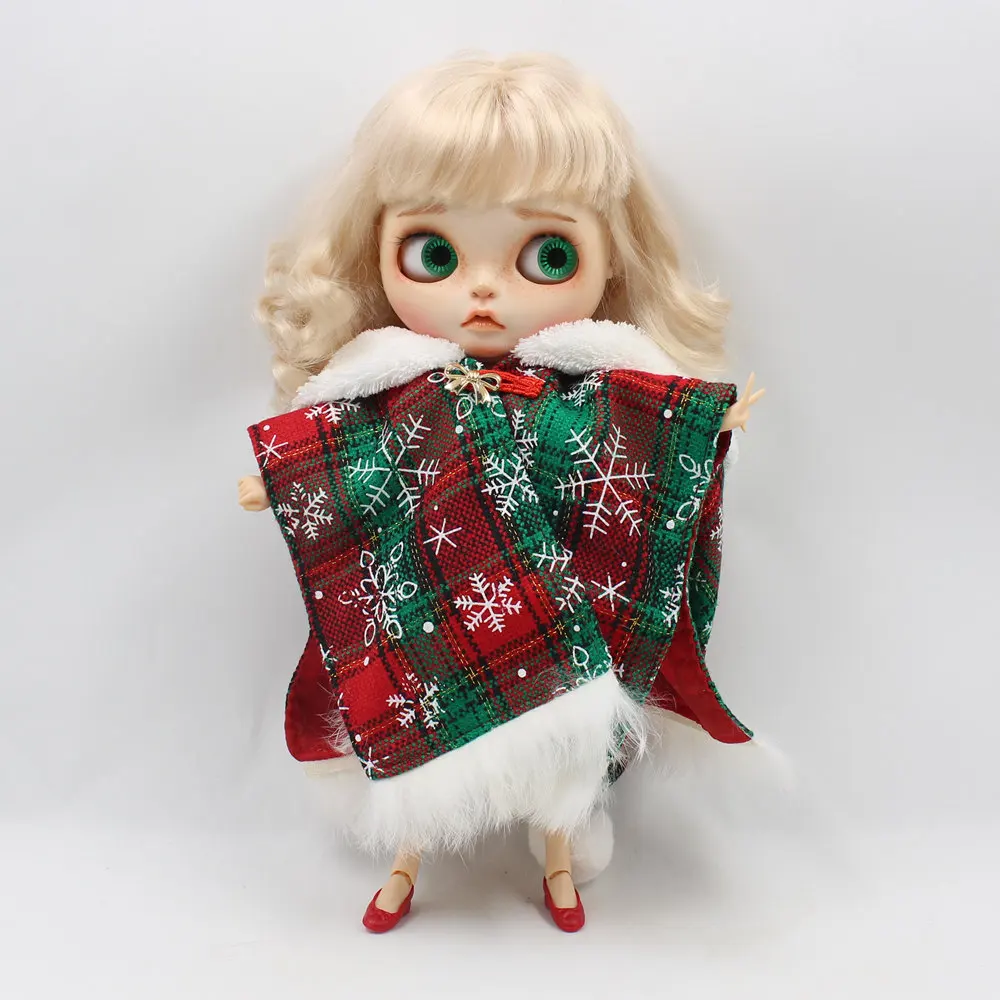 Blyth doll icy licca merry christmas платье Красный Зеленый шаль пальто одежда подходит для куклы 30 см