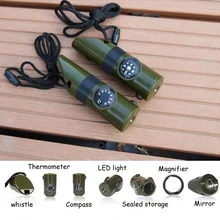 7 в 1 компас компасы свистящий термометр Лупа Зеркало для спасения при аварийной ситуации Открытый лагерь Поход Многофункциональный