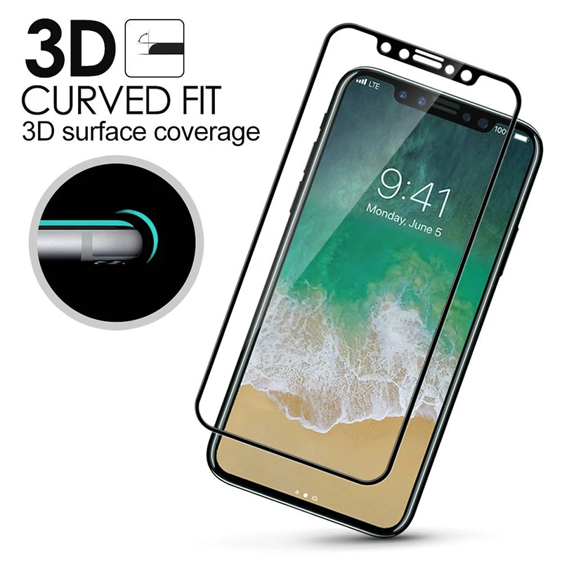 

Tempered Glass for iPhone X 3D Full Screen Cover Coverage Explosion-proof Tempered Glass Film For iPhone 8 Plus 7 6 6sPlus Glass