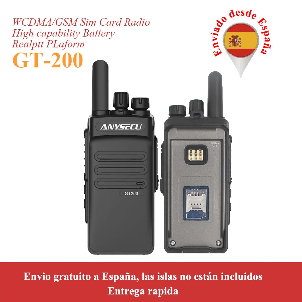 2 шт./лот Anysecu 3g-gt200 unlinited 3g WCDMA GSM портативный POC сети радио работает с реальным PTT