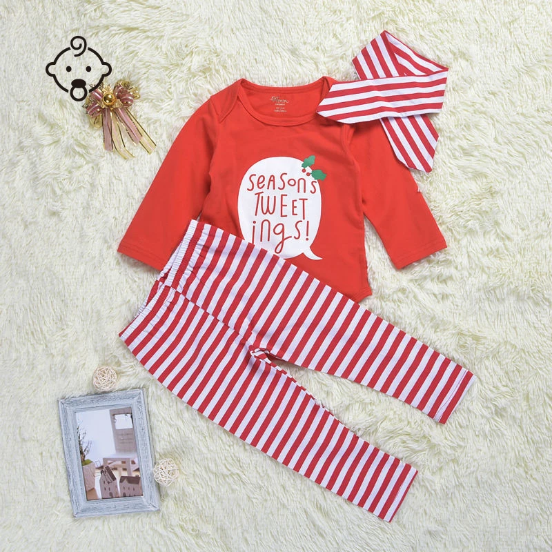 Newborn Baby Rompers Boys Girls Infant Long Sleeve Red Stripe Clothing