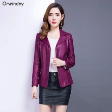 Orwindny женская кожаная куртка размера плюс 5XL кожаное пальто женское с отложным воротником Повседневная женская одежда кожаная замшевая верхняя одежда