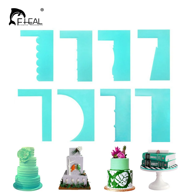 

FHEAL 1pc Cake Scraper Fondant Mousse Cream Spatula Edge Smoother Kitchen Cake Pastry Mold Baking Decorating Tools DIY Bakeware