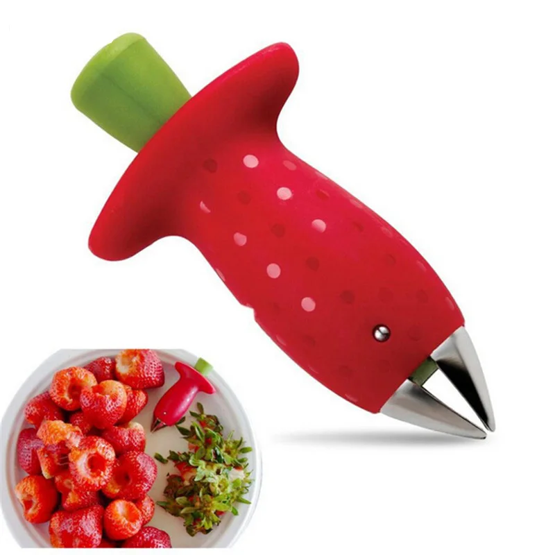 

ULKNN 1 pc Strawberry Hullers Stainless Steel Plastic Fruit Remove Stalks Device Tomato Stalks Strawberry Knife Stem Remover