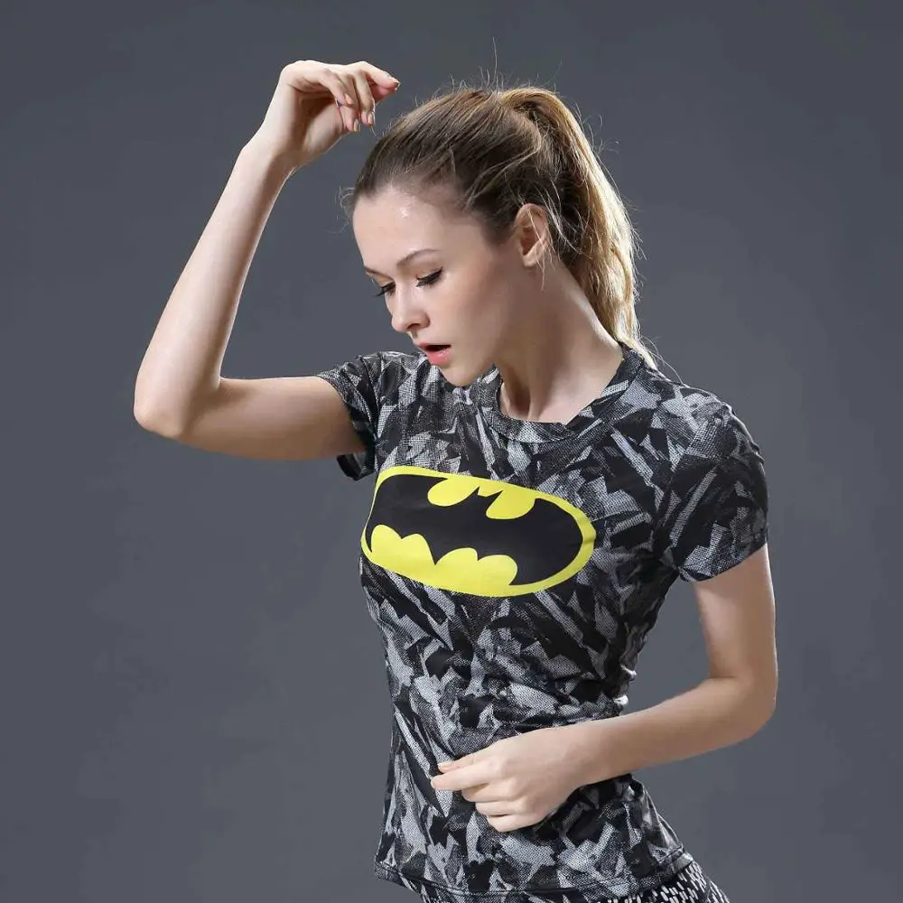 Marvel Женская Повседневная Супермен облегающий футболка с коротким рукавом летняя тонкая сухая быстросохнущая футболка Топы Плюс Размер дропшиппинг - Цвет: A03