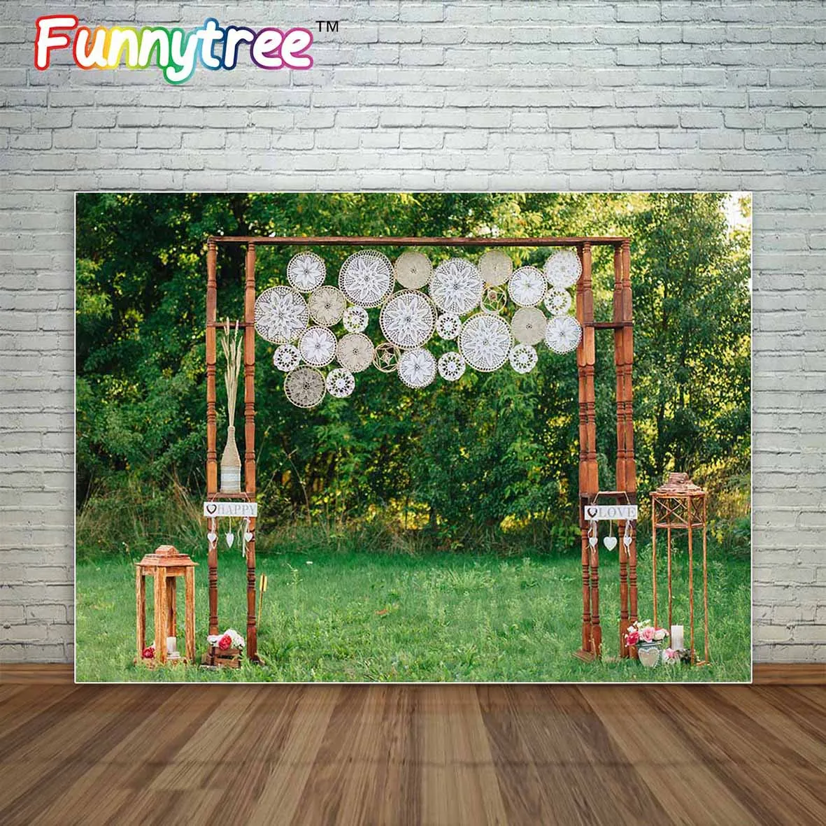 

Allenjoy Wedding boho Bohemian style decoration arch in nature grassland photographic background backdrop fond studio photo
