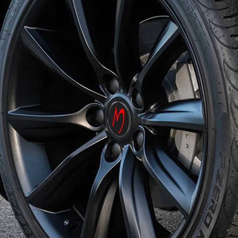 

4pcs for Tesla Model 3 Car Wheel Center Caps Car Styling Wheel Hub Nut Cover Vehicle Exterior Decor 58mm Universal Car Accessory