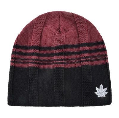 Зимняя теплая шапка и снуд набор для мужчин модный кленовый лист вязаный шерстяной шапка бини вязаная полосатая лоскутная цветная шапка мужская лыжная шапка мужская зимняя - Цвет: Red Hat