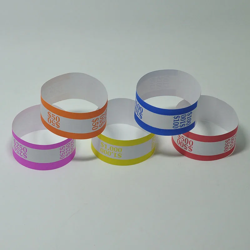 

150 Assorted Currency Straps/Bands Banknote Straps Bank Money Straps Yellow, Pink, Red, Blue, Orange Different Currency Target