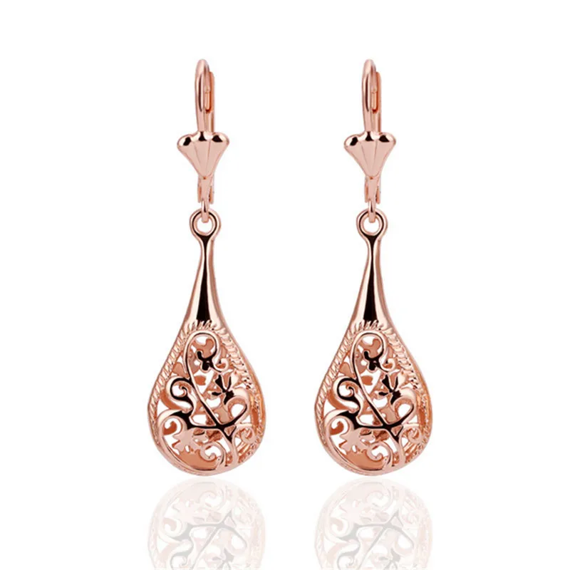 

Bohemia Brincos Rose Gold 585 Plated Dangle Earrings For Women Jewelry Vintage Boucle D'oreille Oorbellen Aretes Aros QA0459