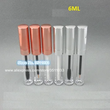

6ML 30PCS 50PCS Clear Plastic Empty Mascara Tube DIY Professional Cosmetic Eyelashes Cream Storage Bottle Rose Gold Silver Cap