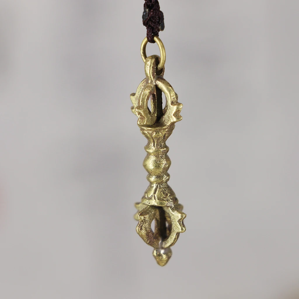 Tibet Buddhism Pure Copper 5 stocks cross Vajra Pestle Pendant Magic Amulet 