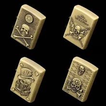 Классическая Бронзовая сигарета Ghost курительная бензиновая Зажигалка гладкое шлифовальное колесо ветрозащитная Зажигалка на керосин Металл курить бензиновые зажигалки