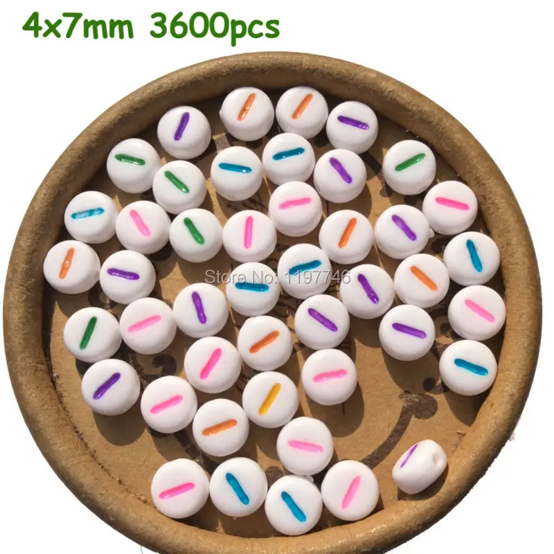 Bead Colorful Alphabet Bead Letter Round Beads 4x7mm 3600pcs Acrylic Beads Flat Round Beads Accessories for DIY Jewelry Making