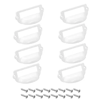

Uxcell 8Pcs Retro Mini 48x35mm 82x40mm Vintage Zinc Alloy Label Holder Pull Handles for Cabinet Cupboard Wardrobe Black White