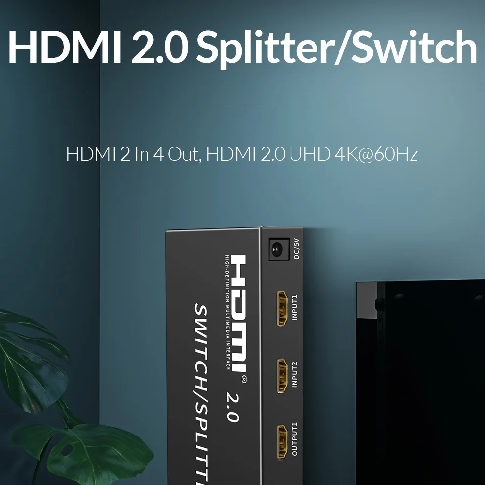 Skup Unnlink HDMI 2.0 2 w 2 4 wyjście przełącznik HDMI 2x2 4 optyczny 3.5mm Audio HDCP2.2 4 k @ 60Hz HDR na projektor telewizyjny ps4 xbox