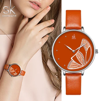 

Shengke Brand Luxury Ladies Watch Fashion Elegant Waterproof Quartz Wristwatches Leather Strap Bracelet Clock Relogio Feminino