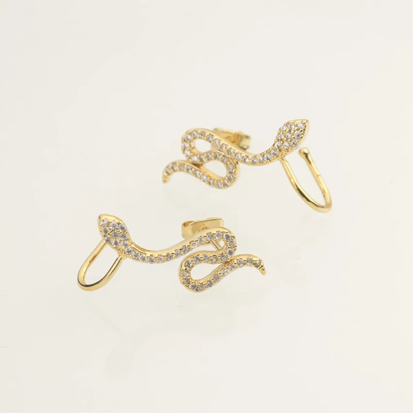

V Attract 10Pairs Boho Crystal Snake Stud Statement Earrings for Women Earring 3 Colors Trendy Crystal Earrings Earring