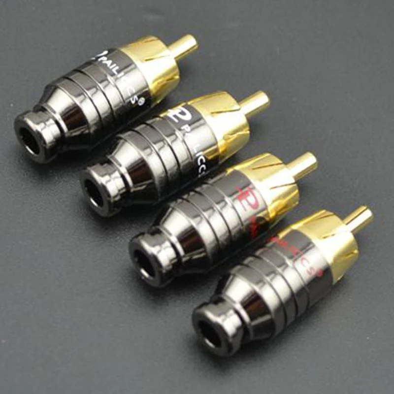 

4pcs/2 pair Luxury Soldering RCA Plug Jack Connector Speaker Audio Output/Input Adapter Plug Gold plated Earphone connector jack