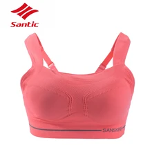 Santic спортивный бюстгальтер полная чаша Для женщин Бег Йога Фитнес спортивный бюстгальтер Провода Бесшовные проложенный Push Up Безрукавки для женщин бюстгальтер Нижнее Бельё для девочек colete