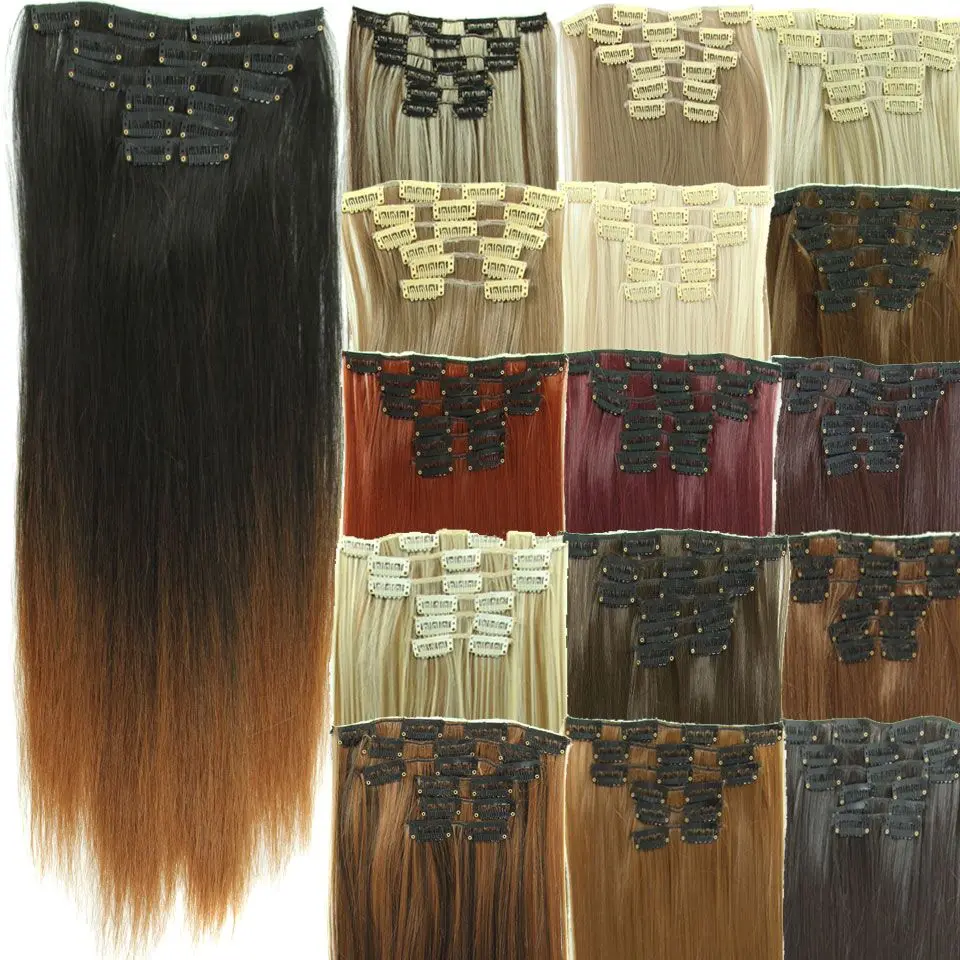 Synthetic Hair Extension Hairpiece 23 Synthetic Straight Hair Piece 16 Clip In Hair Extensions 6 pcs/set False Hair piece
