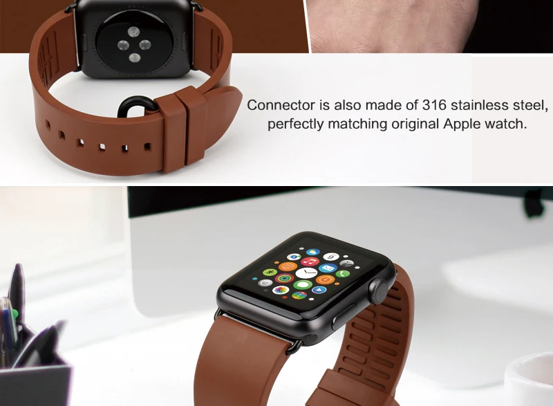 Для Apple Watch band 44 мм 40 мм серия 4 Apple iWatch ремешок 42 мм 38 мм часы-ремешки Фторуглеродные резиновые браслеты