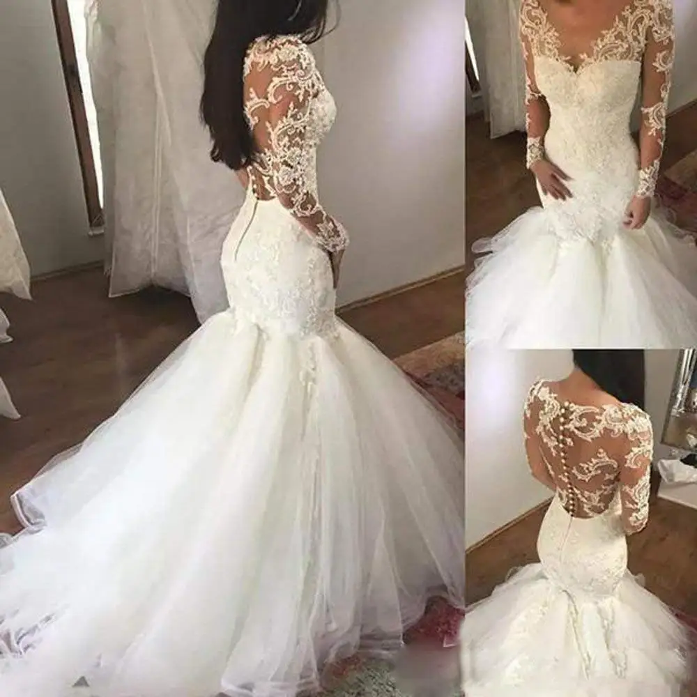 white long sleeve wedding gowns