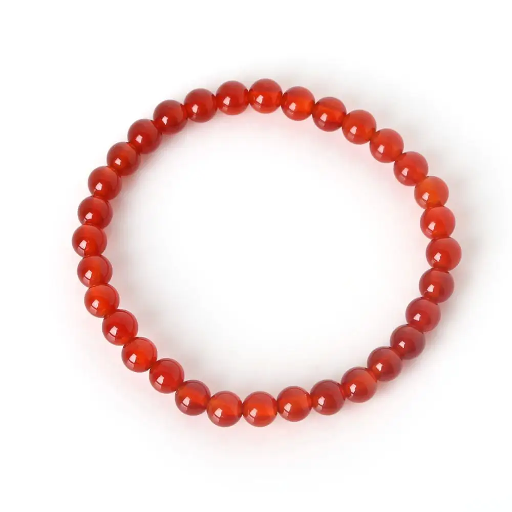 Станет желанным подарком для друзей! 6 мм браслеты из натурального камня для женщин и мужчин круглые из тигрового глаза с буддой бусины йога стрейч браслеты Pulseira Masculina - Окраска металла: Red  Agate