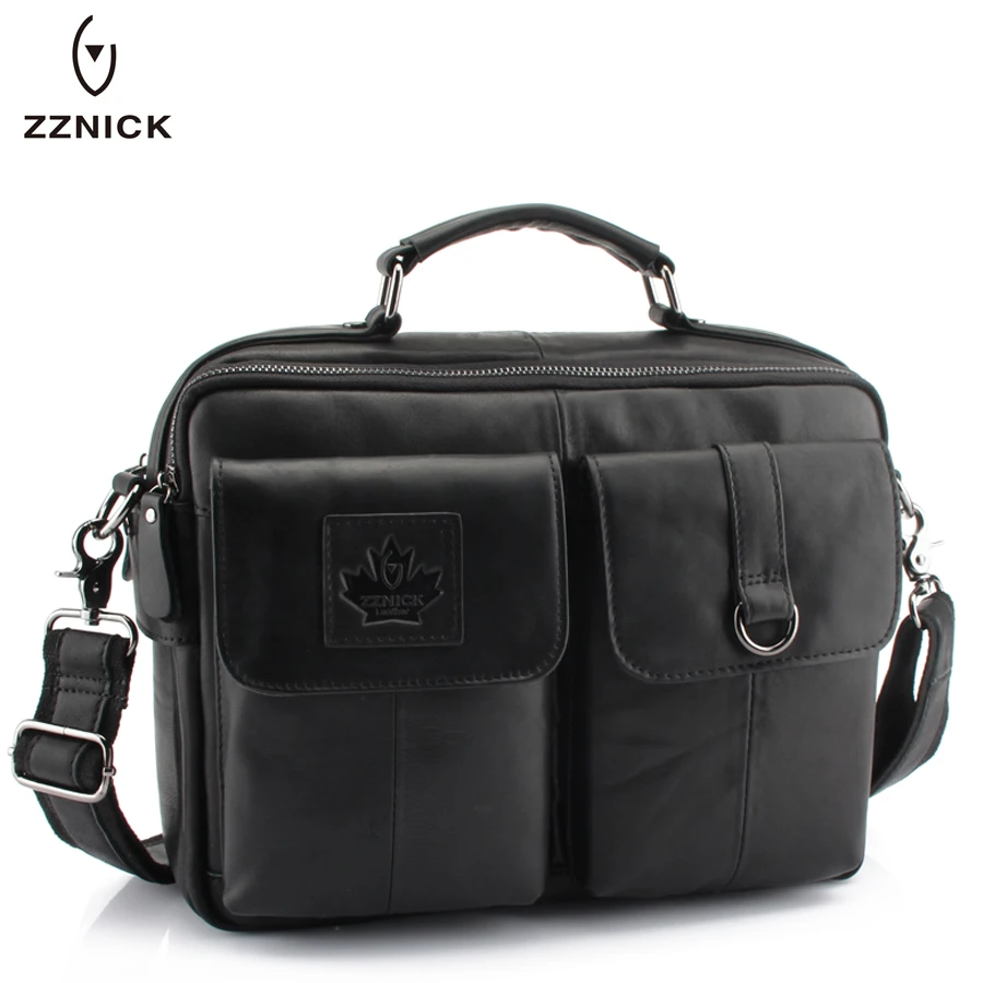 

ZZNICK 2018 New Men's Messenger Bag Men Genuine Leather Business bags Laptop Tote Briefcases Crossbody bag Shoulder Handbags