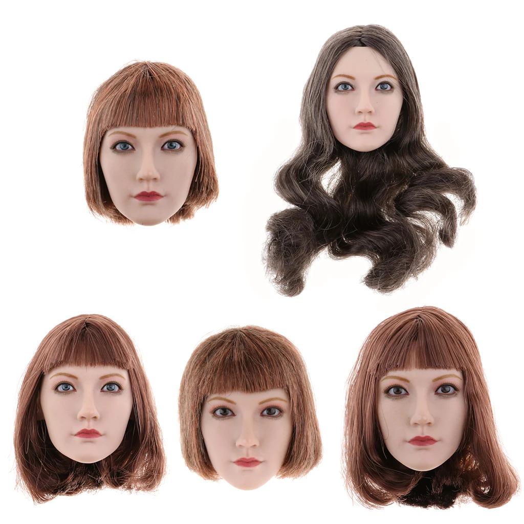

1/6 Scale Female Asian Beauty Long/Short Hair Head Sculpt Carved Model for 12'' TBLeague Phicen Action Figure Doll Accessories