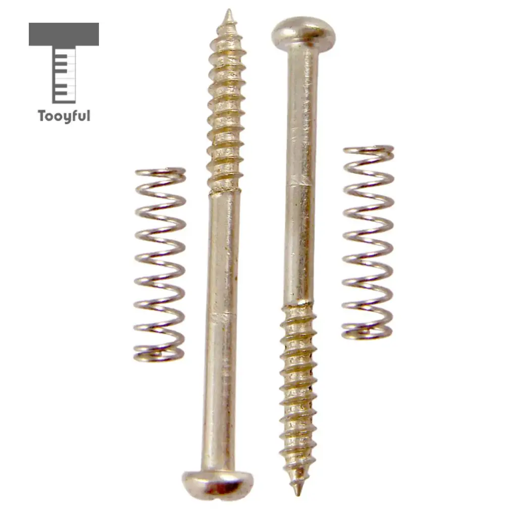 Tooyful 8 Pieces Humbucker Double Coil Pickup Frame Ring Adjusting Height Screws + Springs for Electric Bass Parts Silver