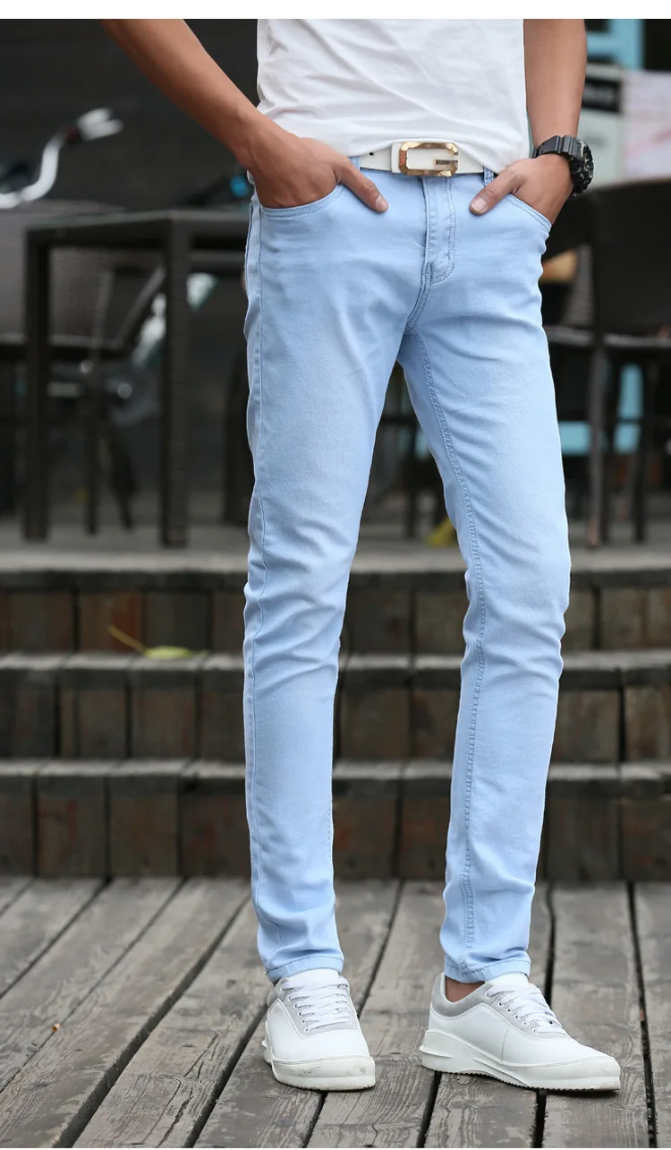 CHOLYL Новая мода мужские повседневные Стрейчевые обтягивающие джинсы брюки узкие брюки однотонные