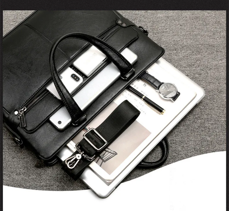 Деловой портфель из искусственной кожи, мужская сумка для ноутбука, мужская сумка-мессенджер, повседневная кожаная сумка на плечо