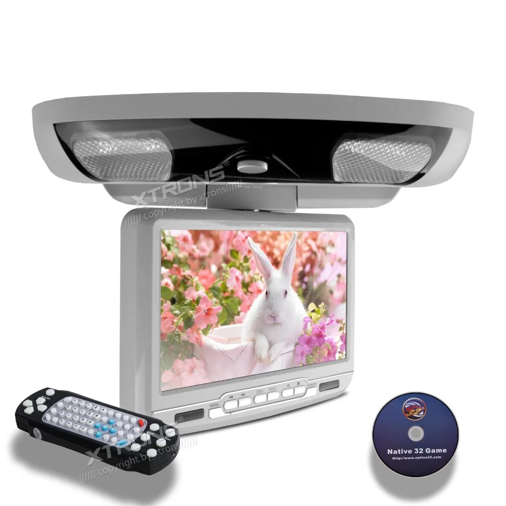 Clearance 9" Grey Color Flip Down Car DVD Car Roof Monitor DVD with Built in IR/FM Transmitter & Built-in Speaker(Black & Beige Optional) 4