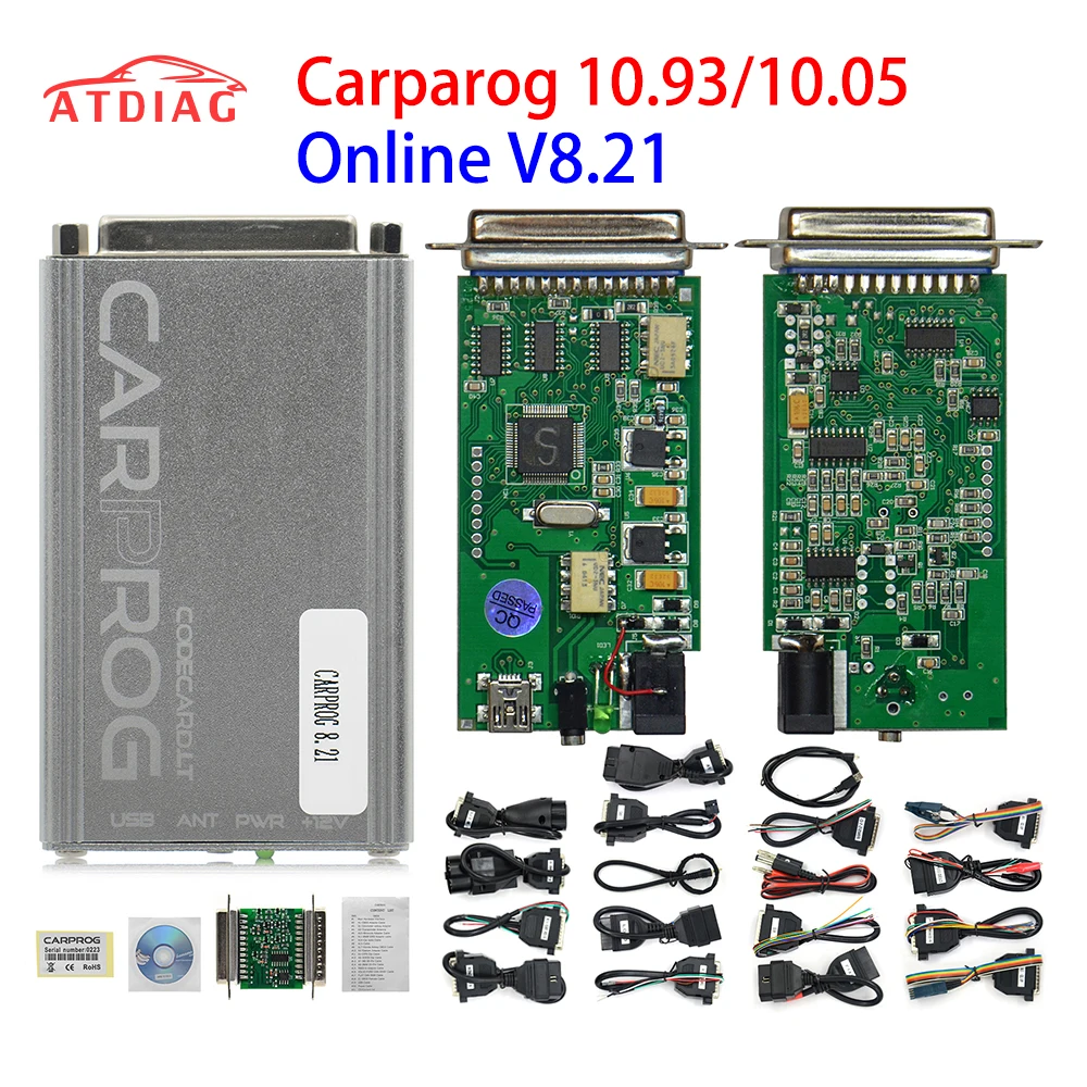 

Online Programmer Carprog FW V8.21 v10.05 V10.93 Full Set With 21 Adapters All Software Activated Auto Repair Tool