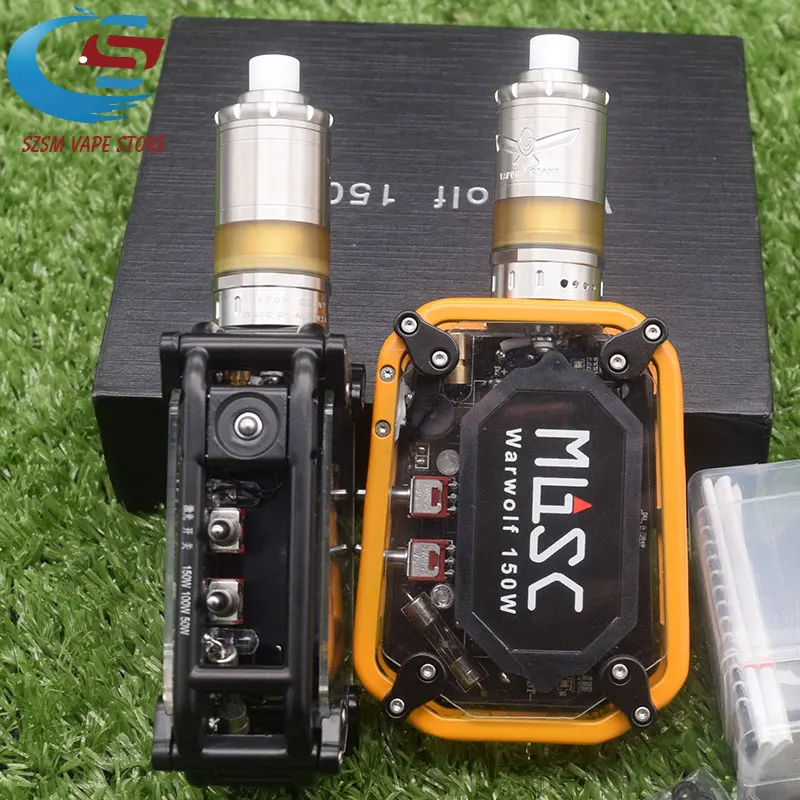 

Electronic cigarette Warwolf 150W Box Mod Kit vape with Vapor Giant M5 MTL RTA 5ml Capacity e-cigarette output 3500mAh battery