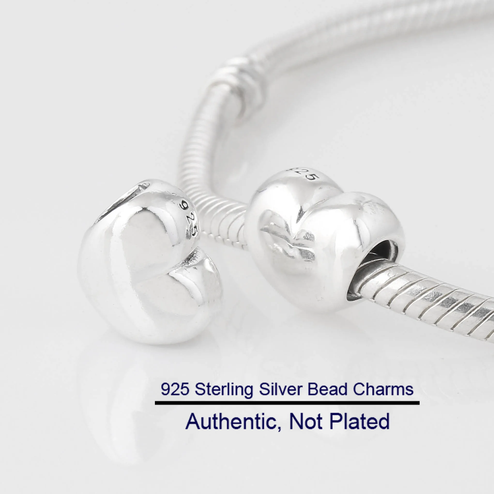 

DIY Fits for Pandora Charms Bracelets Big Smooth Heart Beads 100% 925 Sterling-Silver-Jewelry Free Shipping