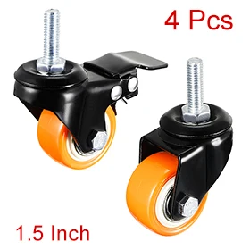 

Uxcell Hot Sale 4PCS 1.5 Inch Swivel Caster Wheels PU 360 Degree Threaded Stem Caster Wheel M10 x 25mm 110lb Capacity