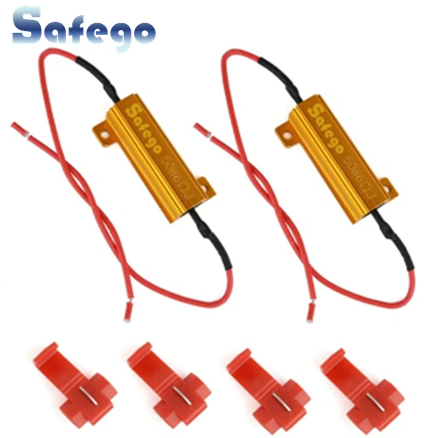

2pcs Safego 50W 6OHM Load Resistors for Fix Auto Car Led bulbs Error LED Turn Signal Lights Hyper Flash Error Fix