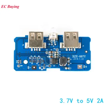 

5Pcs Dual Micro USB 3.7V to 5V 2A DIY 18650 Boost Step Up Power Supply Module Power Bank 18650 Lithium Battery Charger Board