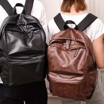 

2018 New Korean men's shoulder bag trendy retro PU leather men's bag leisure fashion travel large-capacity backpack