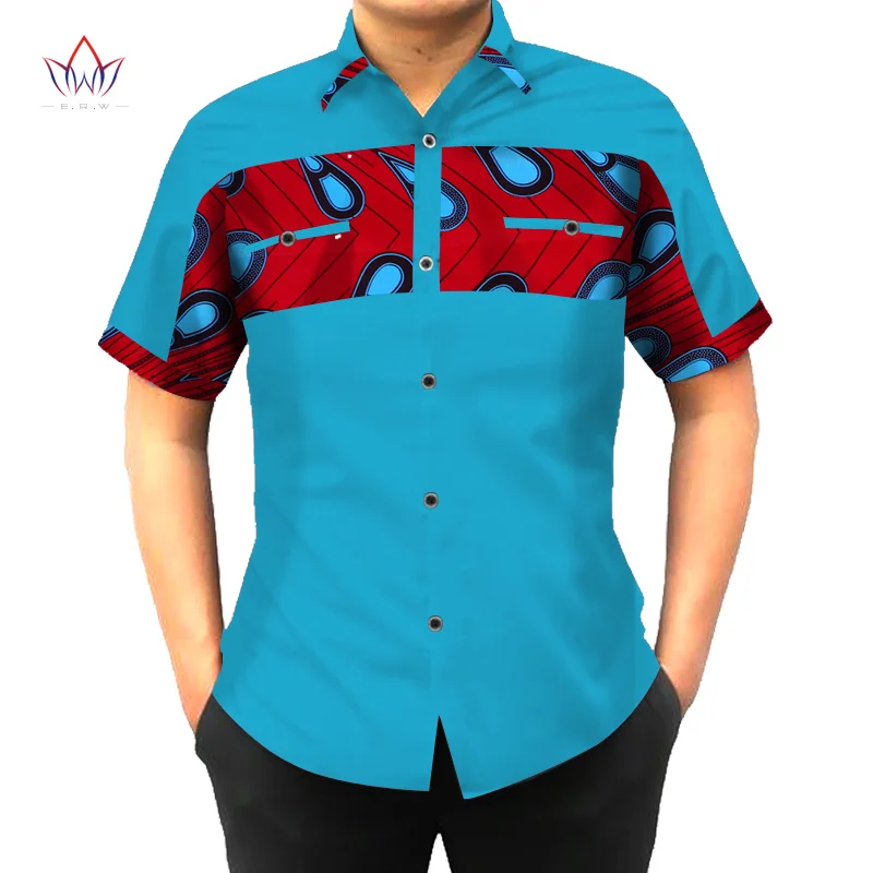 На заказ африканская одежда с принтом рубашка мужская с коротким рукавом Дашики Мужские Рубашки s Slim Fit африканская одежда размера плюс 6XL BRW WYN302