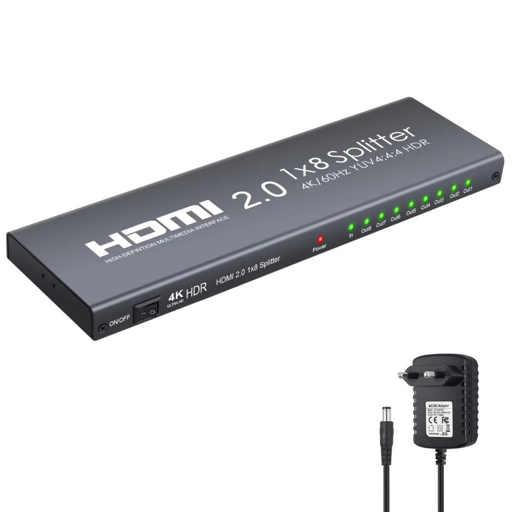 Neoteck 1 в 8 Выход HDMI 2,0 сплиттер поддержка 4 к/60 Гц YUV 4:4:4 HDR 1 в 8 Выход HDMI распределительный усилитель для Xbox One X PS4