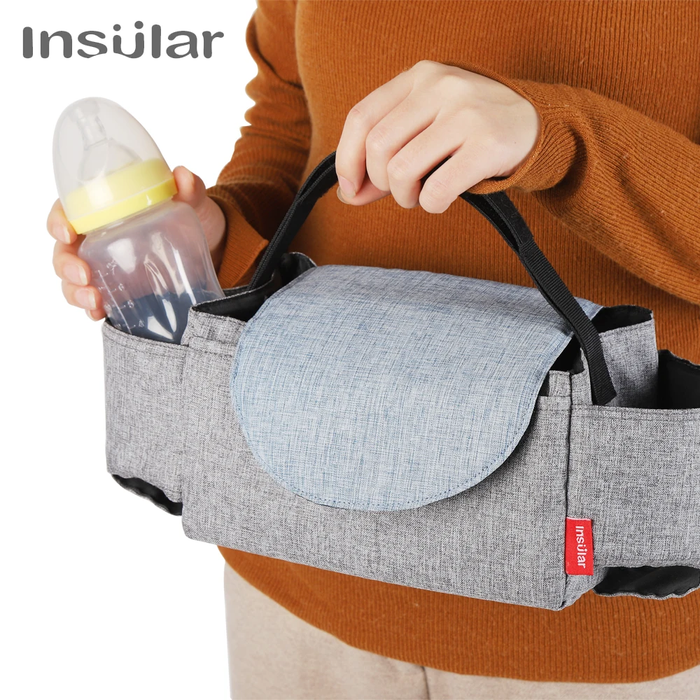 Insular, сумка для детской коляски, сумка для подгузников, подвесная корзина, органайзер для хранения, детская дорожная сумка для бутылочки для кормления, аксессуары для коляски