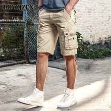 LUYZJZEN модные армейские Шорты Cargo военные мужские хлопковые повседневные однотонные короткие брюки новая брендовая одежда летние шорты Homme 1030