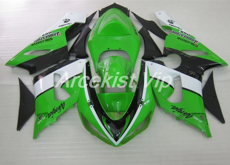 4 подарки мотоцикл ABS Обтекатели комплект подходит для kawasaki Ninja ZX6R 636 2005 2006 6R 05 06 Green зеленый белый на заказ