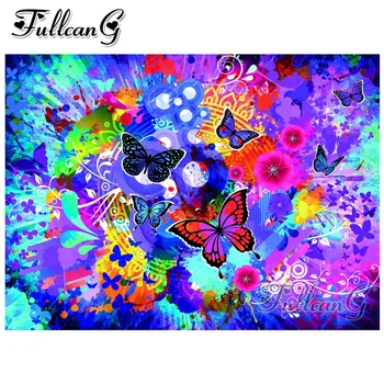 

FULLCANG diy mosaic full embroidery color butterfly handmade diamond painting square/round drill rhinestone picture decor FC683