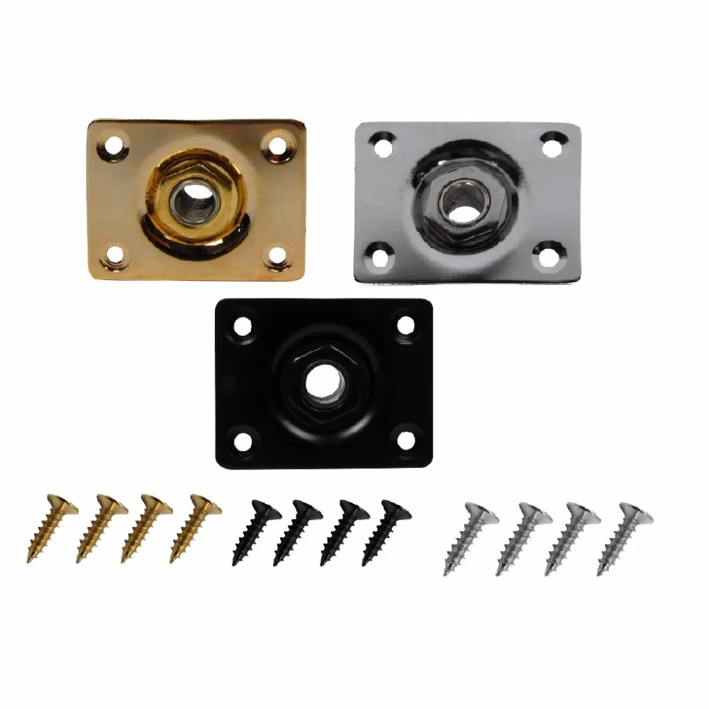 

NEW 3pcs Gold/Silver/Black 1/4" 6.35mm Guitar Output Jack Plate Socket Square Dented Socket for Electric Guitar Bass