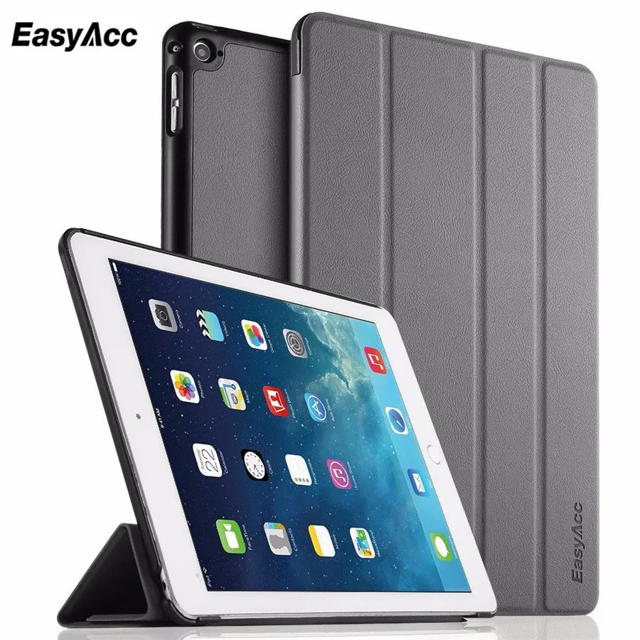 

For Apple ipad Air 2 Case Four-fold Flip PU Leather Wake Up /Sleep Cover For New ipad 6 Air 2nd with Smart Stand Holder