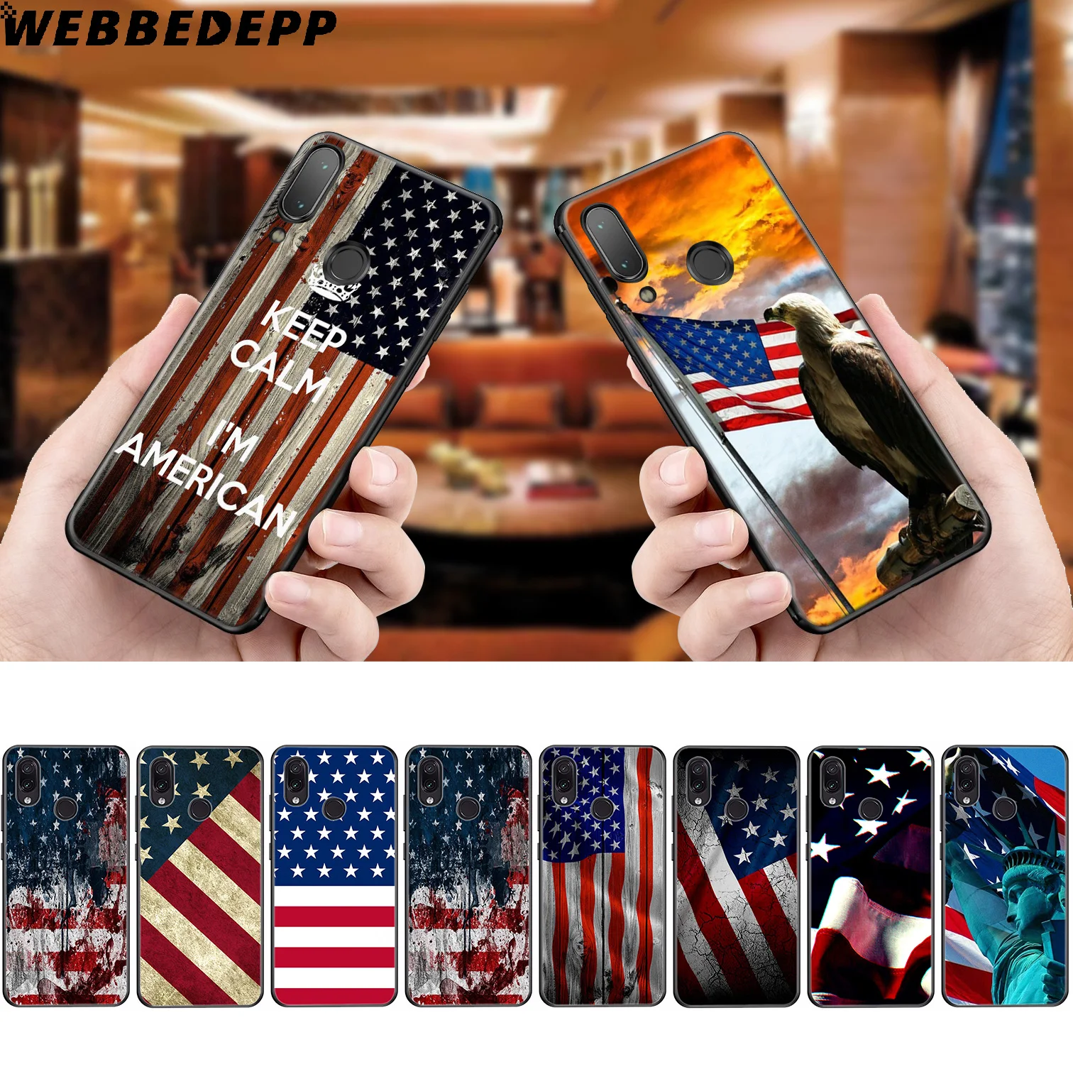 

WEBBEDEPP American flag USA Soft Case for Xiaomi Redmi K20 7A 4A 4X 5 5A 6 6A S2 Note 8 4 4X 5 6 5A 7 Pro Plus Prime